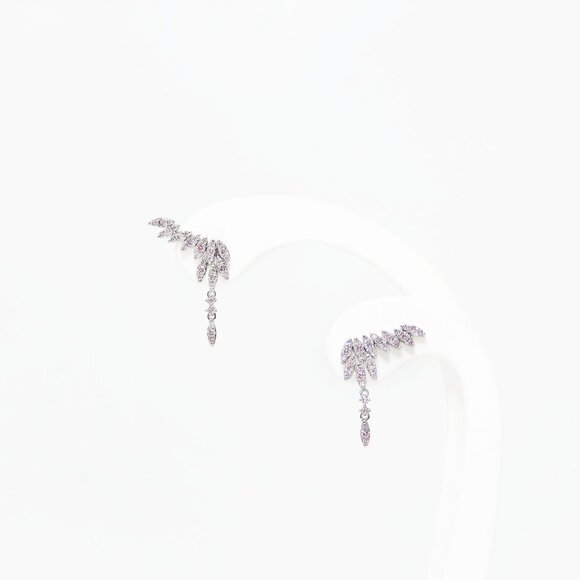 White Gold Winged Earrings - Picture 2 of 5